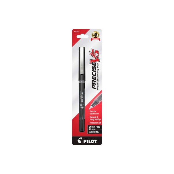 Pilot Pilot Precise V5 Rolling Ball Pen, Non-Refillable, Extra Fine, 0.5mm, Black Ink, 1 Each 35343 - main